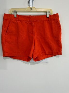 J. Crew High-Waist Cotton Shorts in Vibrant Orange